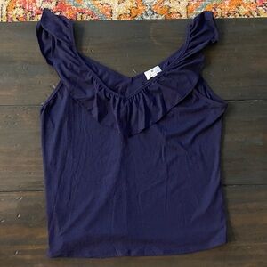 Socialite Navy Ruffle Tank